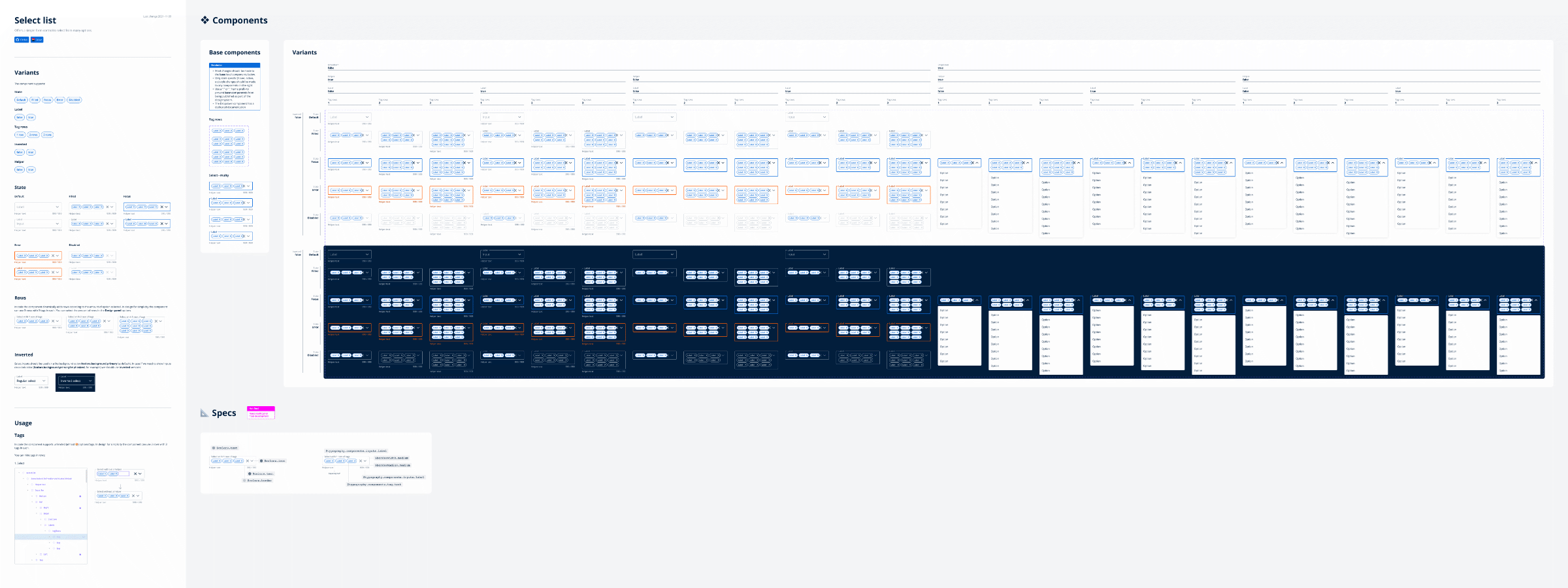 Select input component with complex variants