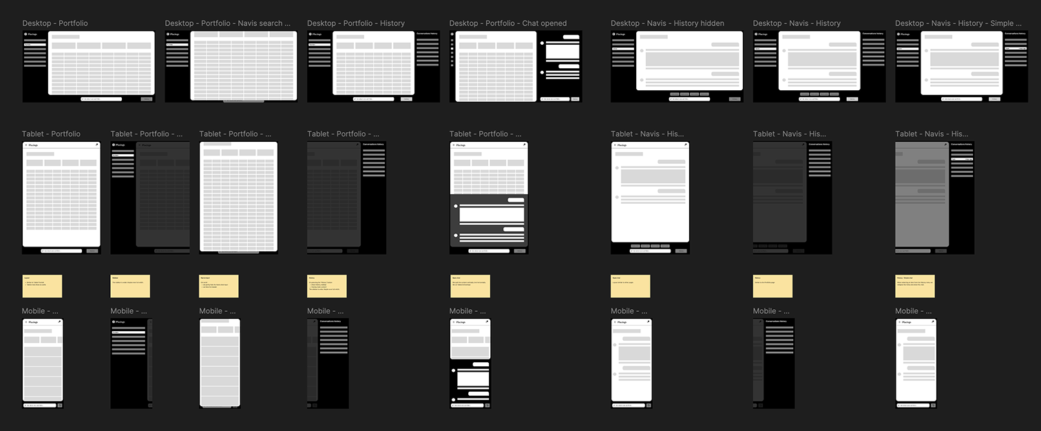 Low-fidelity wireframes